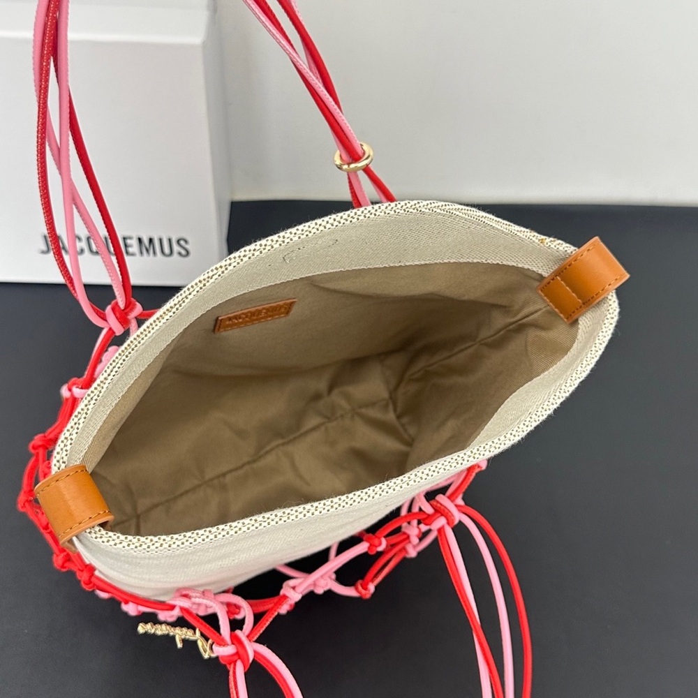 Jacquemus Beige Canvas Tote with Pink & Red Rope Netting - Picture 7 of 9